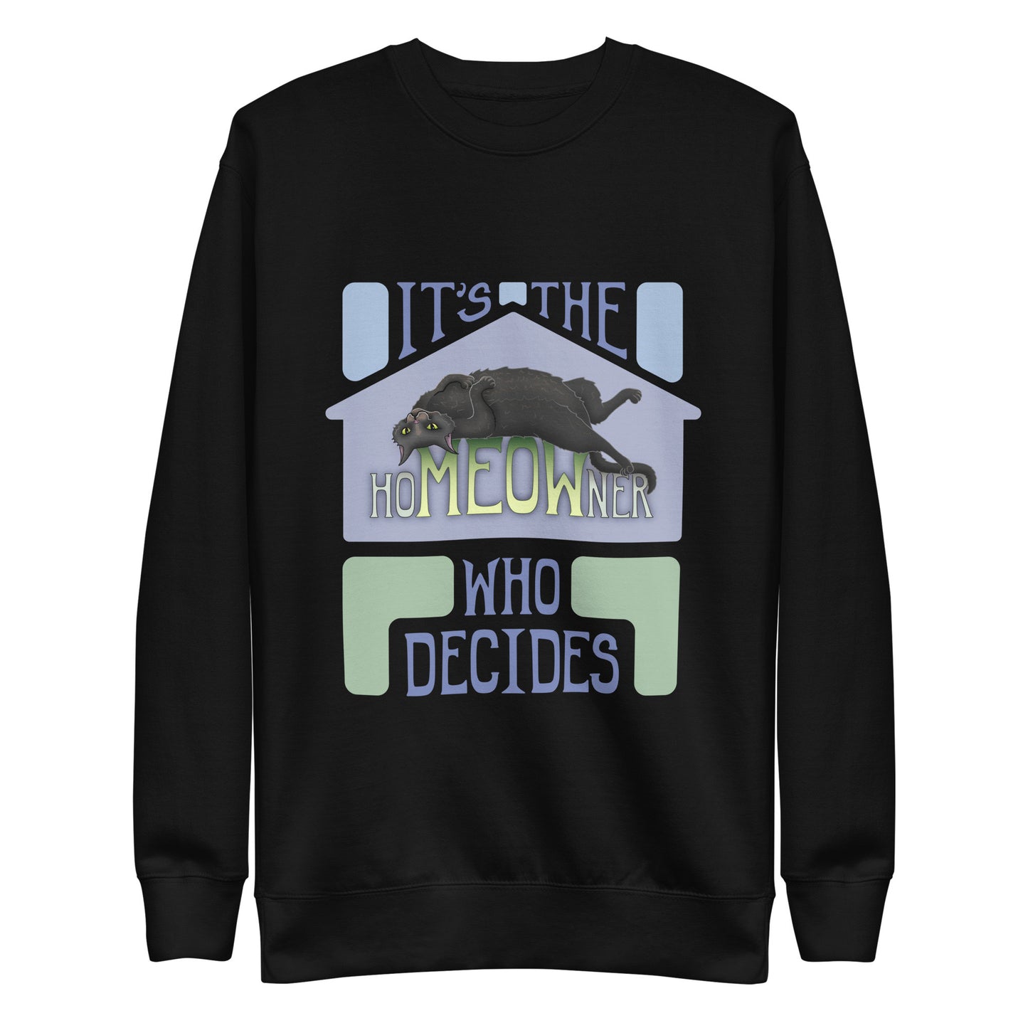 hoMEOWner - Unisex Premium Cotton Blend Sweatshirt, Short Hair Black Cat