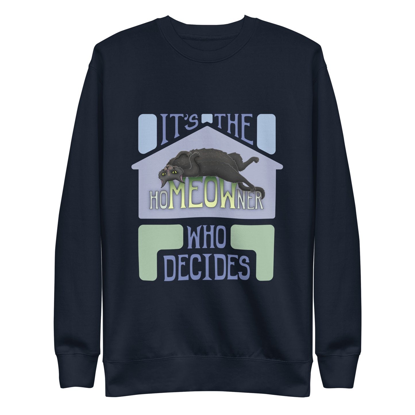 hoMEOWner - Unisex Premium Cotton Blend Sweatshirt, Short Hair Black Cat