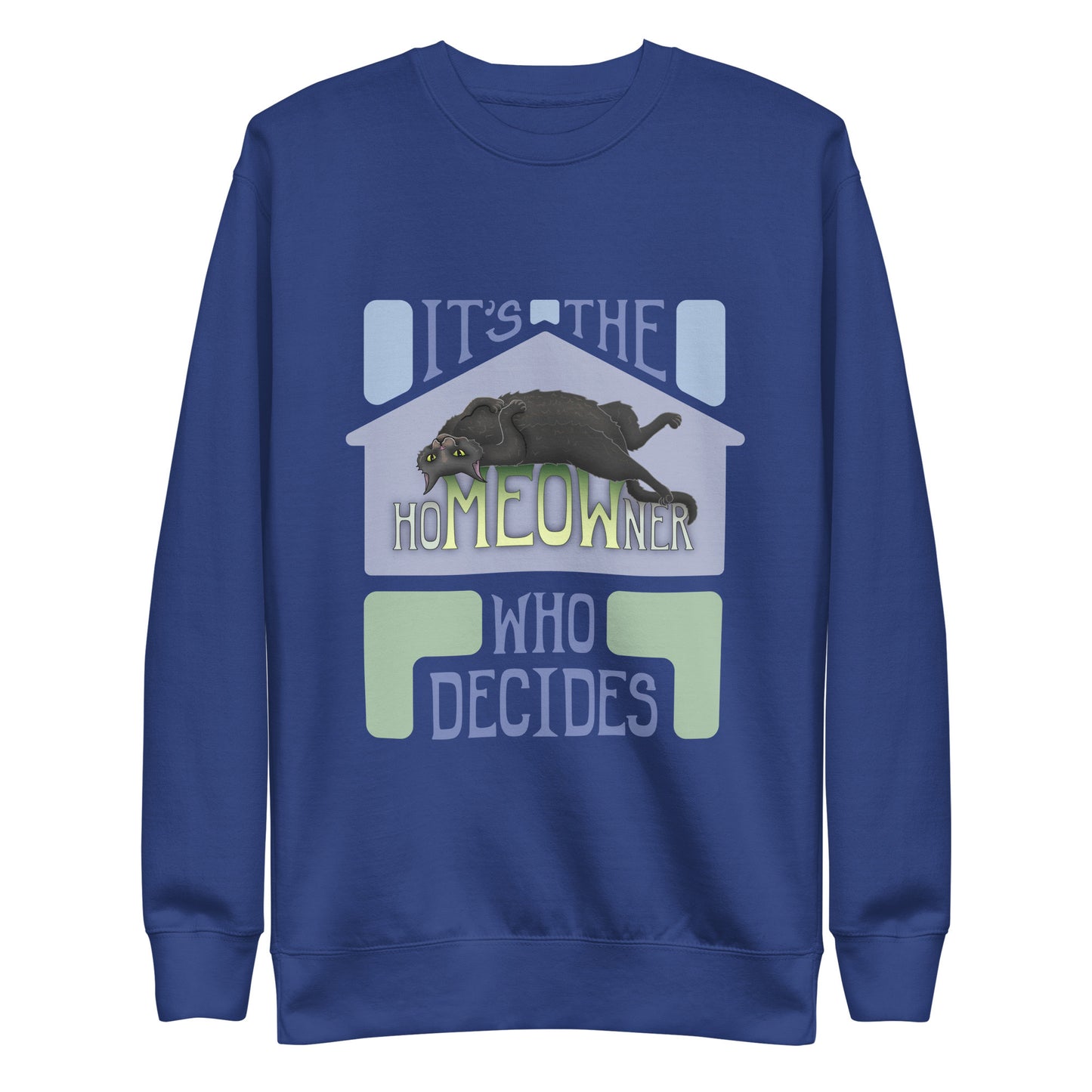 hoMEOWner - Unisex Premium Cotton Blend Sweatshirt, Short Hair Black Cat