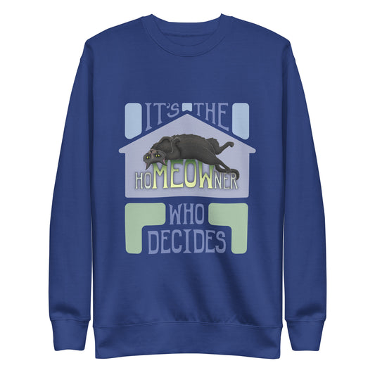 hoMEOWner - Unisex Premium Cotton Blend Sweatshirt, Short Hair Black Cat