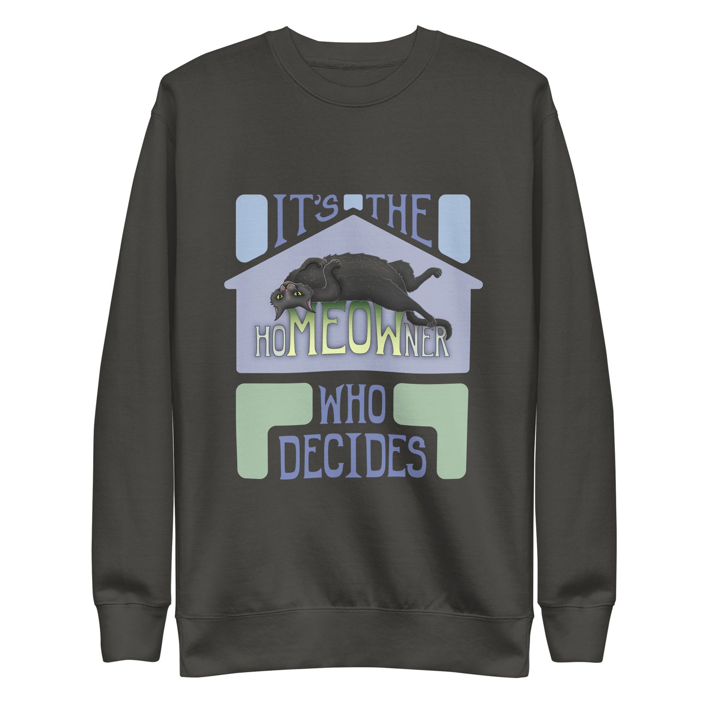 hoMEOWner - Unisex Premium Cotton Blend Sweatshirt, Short Hair Black Cat